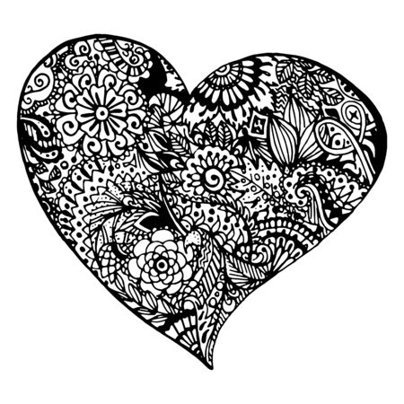doodle gold heart ink hand drawn isolated.のイラスト素材