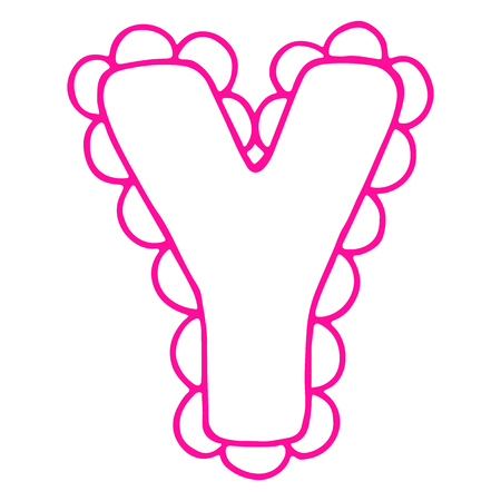 Letter Y pink lace lettering alphabet isolated vector.のイラスト素材