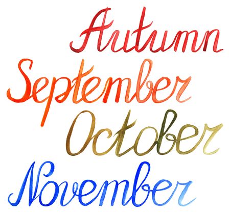 Autumn month september october november season typographic set.の写真素材
