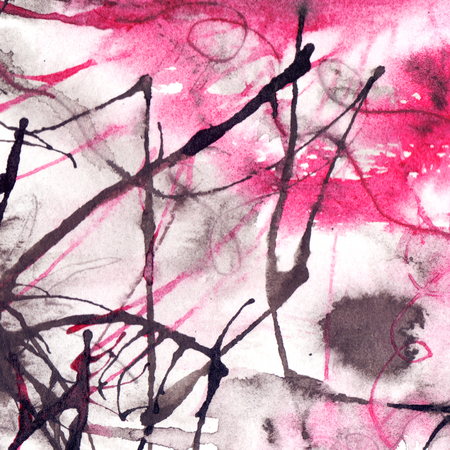 Watercolor black white pink abstract texture background.の写真素材