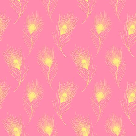 Rainbow colorful peacock bird feather seamless pattern background texture.の写真素材