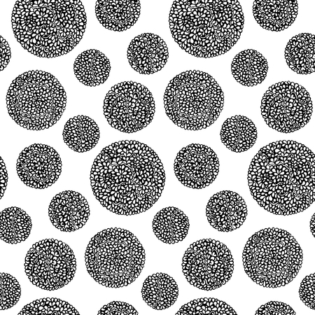 Monochrome black and white circle mandala doodle seamless pattern background vector.のイラスト素材