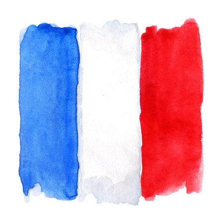 Watercolor France French flag 3 three color isolated.の写真素材