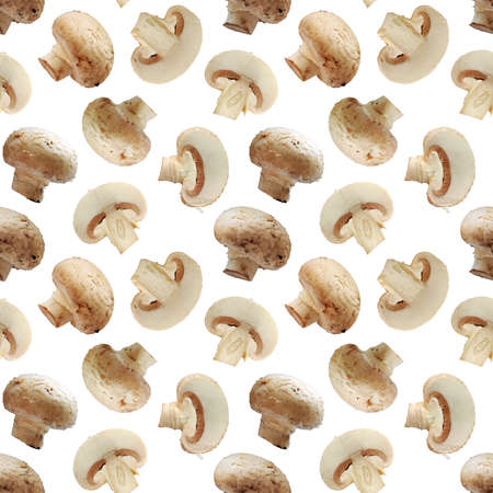 Champignon mushroom plant food macro photo seamless pattern texture background.の写真素材