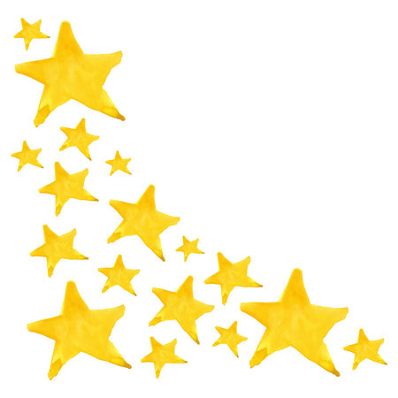 Watercolor five pointed star symbol frame template background isolated art.の写真素材