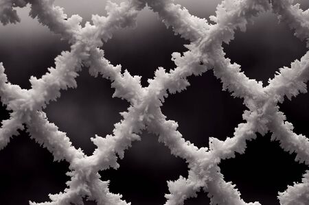 Detail of wire fence with hoar frost