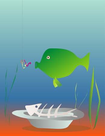 Illustration - he laughs best who laughs last - the life cycle. Hunger is a bad counsellor.のイラスト素材