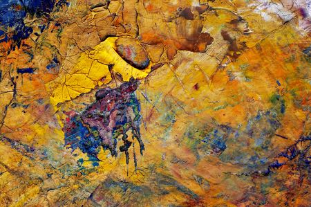 dry oil paints on the painterÂ´s palette - pastose colour coating