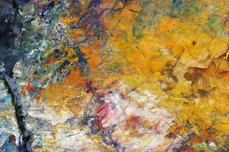 dry oil paint on the artistic paletteの写真素材