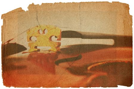 old fiddle and fiddle bridge in grunge styleの写真素材