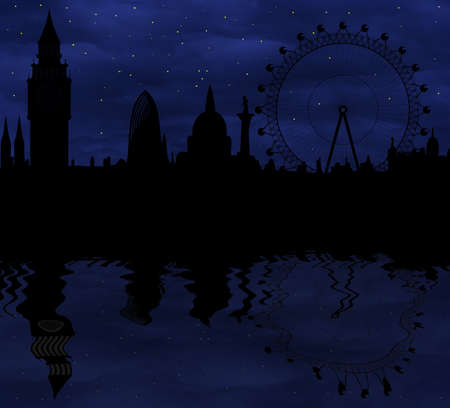 London skyline at nightの写真素材
