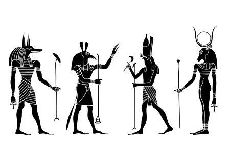 Various Egyptian gods and  goddess のイラスト素材