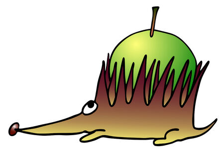hedgehog with appleのイラスト素材