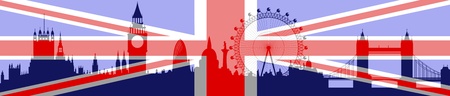 London skyline with flagのイラスト素材