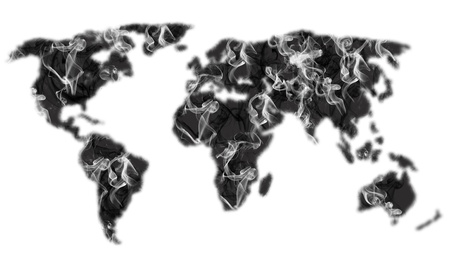 world map looks like smokeの写真素材