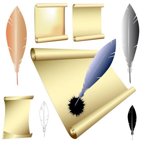 quills and scrolls - vectorのイラスト素材