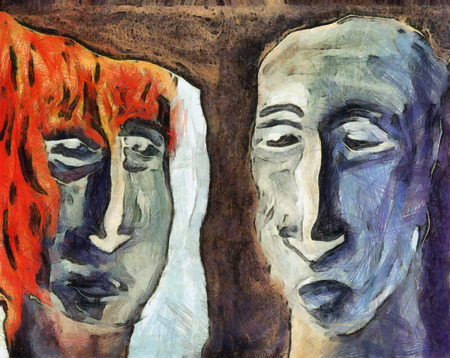 Mirroring - abstract pantingの写真素材