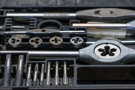 Detail of the screw taps - hand toolの写真素材