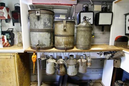 Old and used lubricating cansの写真素材