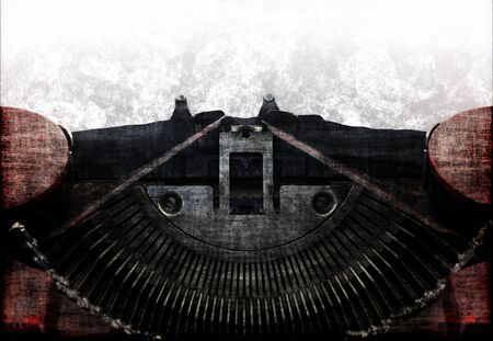 Blank paper in the old typewriter machine in grunge style - detailの写真素材