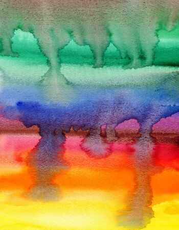 Stains of paint running down the paper - watercolorの写真素材