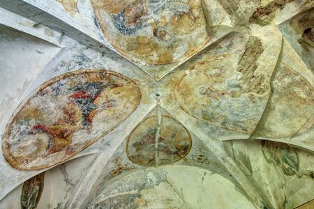 PIVON, CZECH REPUBLIC, JULY 18, 2017: Ruins of Augustinian Monastery from 13th century - burned in 1421 by the Hussites in the 17th century and plundered by the Swedes. In 1785 the monastery was abolished. It was one of the first fully Gothic buildings inのeditorial素材