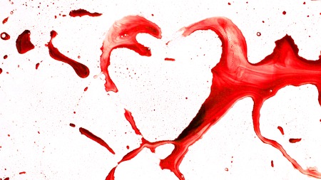 Abstract heart shape from splashes and blobs and drops aspect ratio 16:9の写真素材