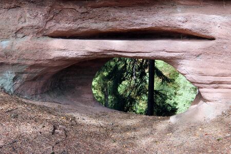 Devilish rocks - bizarre rock formation, Mieroszow, Walbrzych district, Lower Silesian Voivodeship, Polandの写真素材
