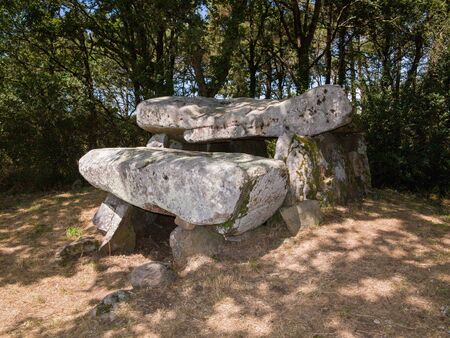 Dolmen de Roch-Feutet near Carnac in Britanny, Franceの写真素材