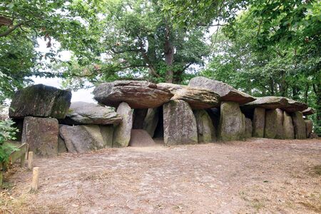 Dolmen La Roche-aux-Fees or The Fairies' Rock - megalith monument in Brittany, Franceの写真素材