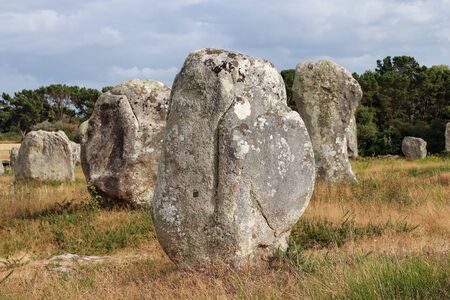 Alignements du Menec - rows of menhirs - standing stones - the largest megalithic site in the worldの写真素材