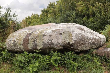 The Kerlud Dolmen is located in the village of Kerlud, about 1.0 km west of Locmariaquer in the Morbihan department of Brittany, Franceの写真素材