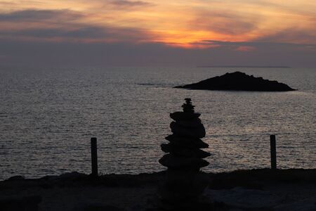 Ocean view at twilight, Quiberon, Brittany, Franceの写真素材