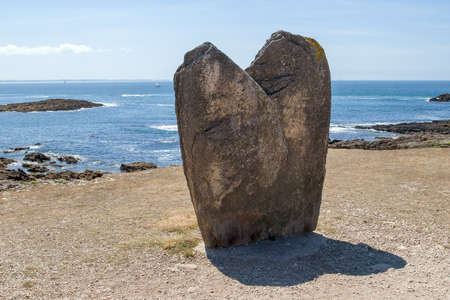 Menhir Beg Er Goalennec on the peninsula Quiberon in Brittany, Franceの写真素材