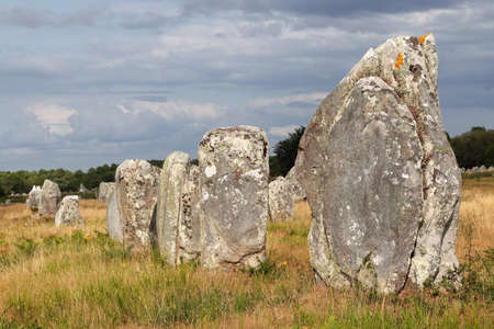 Alignements de Carnac - Alignements du Menec - the largest megalithic site in the world, Carnac, Brittany, Franceの写真素材