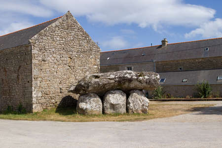 Crucuno dolmen - megalithic monument in Crucuno village in Brittany, Franceの写真素材