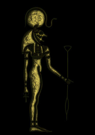 Image of the egyptian goddess - Bastet - ancient solar and war goddessの写真素材