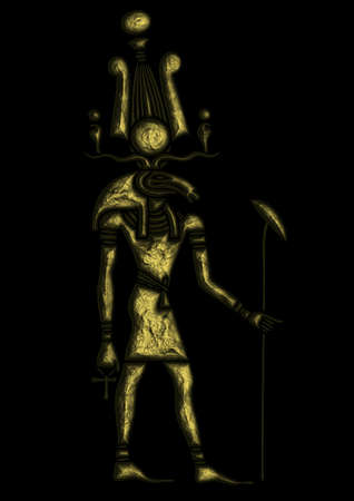 Image of the Khensu - God of ancient Egypt. Khensu is an Ancient Egyptian god whose main role was associated with the moon.の写真素材
