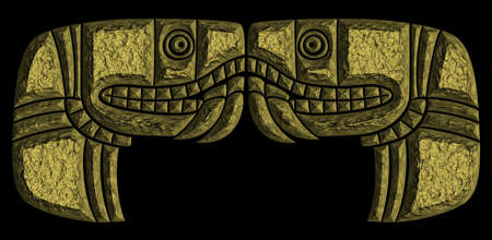 Illustration of the Aztec Goddess of Earth composite from snake headsの写真素材