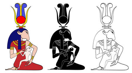Egyptian deity  healing deity particularly invoked in the healing of childrenのイラスト素材