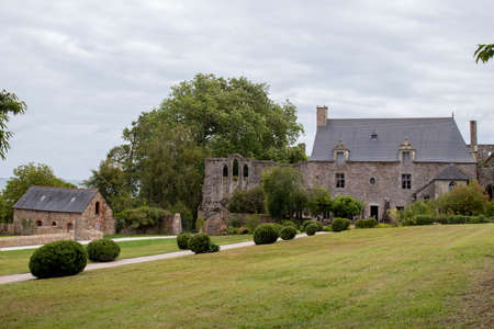 Paimpol, France, August 15, 2019: The Abbaye de Beauport, famous cloister in ruins.のeditorial素材