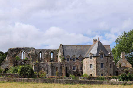 Paimpol, France, August 15, 2019: The Abbaye de Beauport, famous cloister in ruins.のeditorial素材