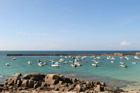 Plouescat, France, August 13, 2019: The port of Porsguen in Plouescat in Brittany, Franceのeditorial素材