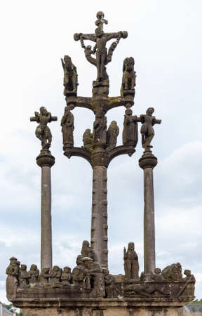 Saint-Thegonnec, France, August 8, 2019: Calvary in the Saint-Thegonnec Parish closeのeditorial素材