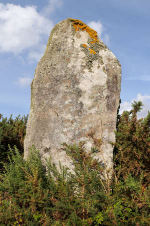 Menhir of Couinandre, Plouescat, Brittany, Franceの写真素材