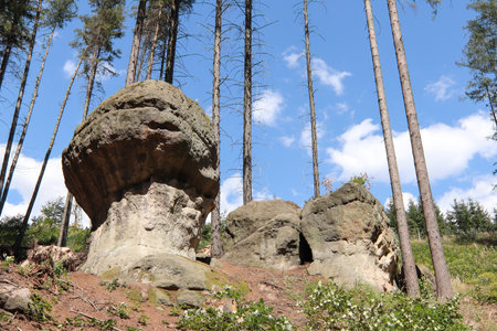 Rocks of Gnomes also Rocks of Elves - nature preserve of the bizarre rock formations in the Poland near GorzeszÃ³w cityの写真素材