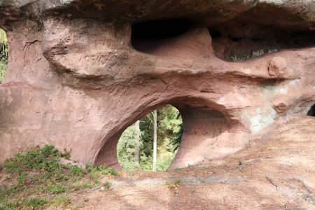 Devilish rocks - bizarre rock formation, MieroszÃ³w, WaÅbrzych district, Lower Silesian Voivodeship, Polandの写真素材