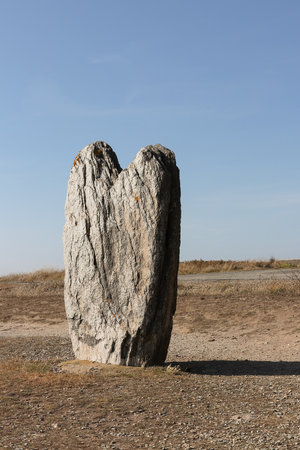 Menhir Beg Er Goalennec, Quiberon, department of Morbihan in Brittany, Franceの写真素材