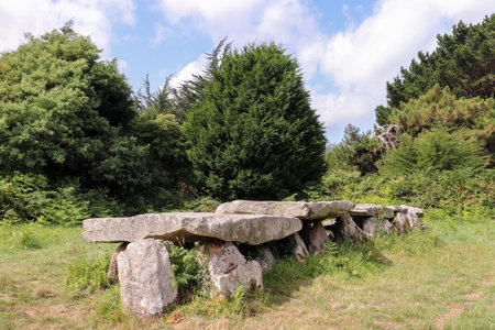 Dolmen Prajou-Menhir - megalithic monument in Trebeurden in Brittany, Franceの写真素材