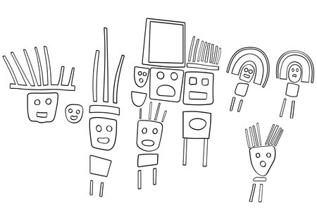 Geoglyphs of the figures from Palpa, The Palpa Lines, Peruのイラスト素材